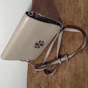 TORY BURCH Grey Britten Combo Leather Cross Body Bag
